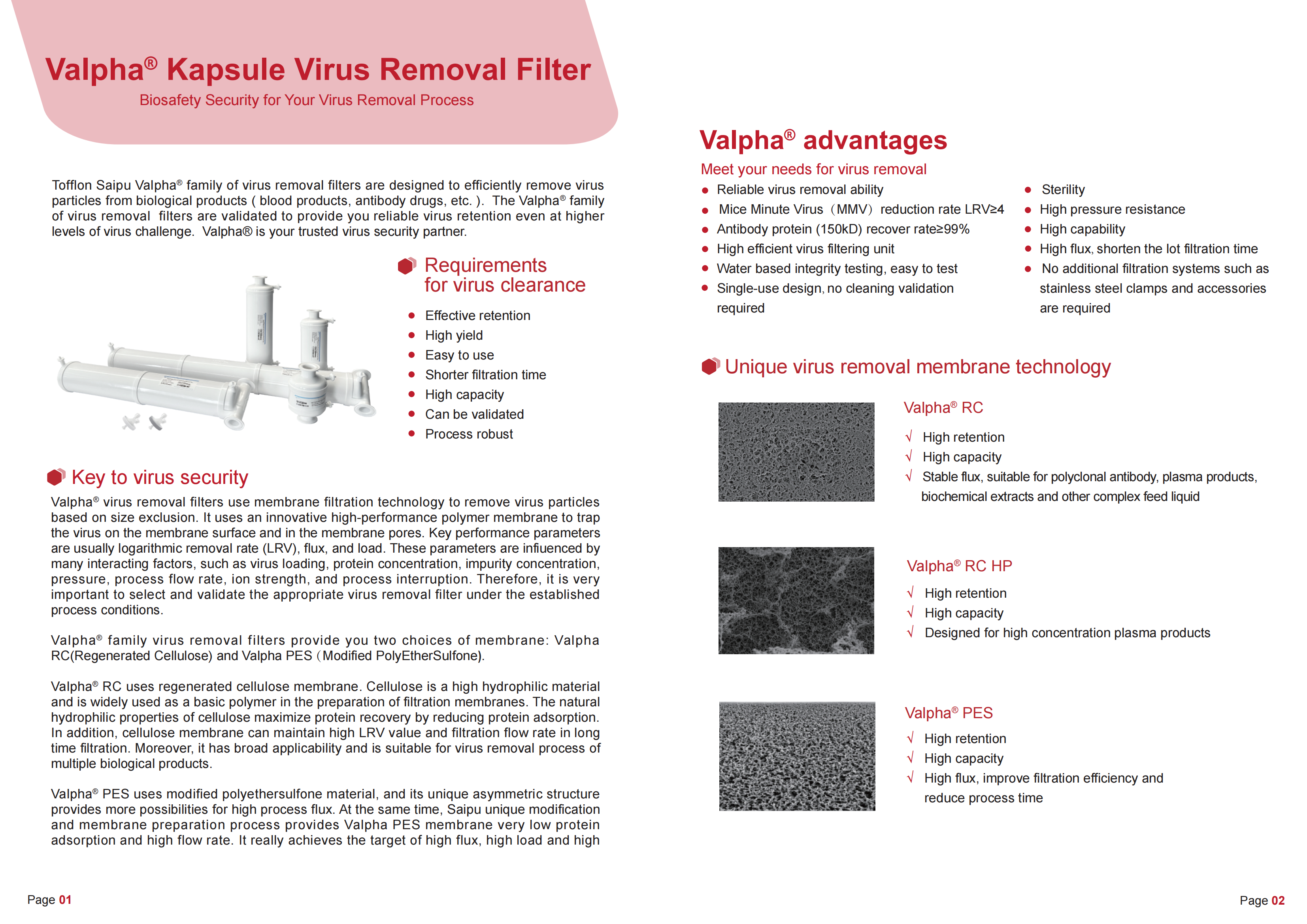 Valpha Virus Removal Filter Saipu Hangzhou Filtration Technology